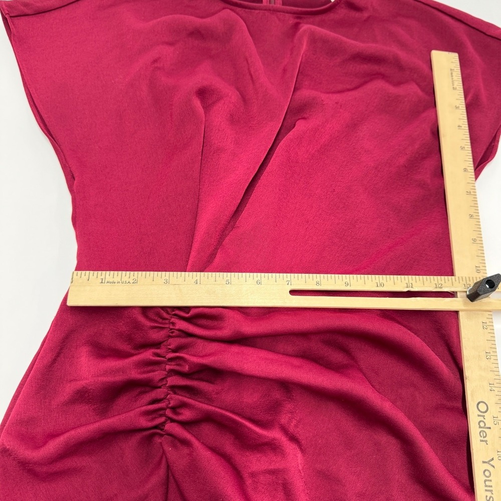 L'Academie Dress Womens Small Red Pink Asymmetrical Ruched Cocktail Wedding - Picture 12 of 14